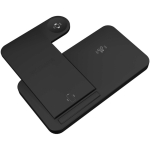 Klappbare kabellose 3-in-1-Ladestation mit Smartphone-Halterung SCX.design farbe schwarz dritte Ansicht
