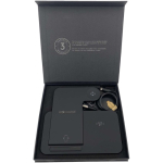 Klappbare kabellose 3-in-1-Ladestation mit Smartphone-Halterung SCX.design farbe schwarz zweite Ansicht mit Box