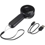 Tragbarer, wiederaufladbarer Ventilator mit 3 Geschwindigkeitsstufen und USB-C farbe schwarz zweite Ansicht