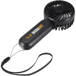 Tragbarer, wiederaufladbarer Ventilator mit 3 Geschwindigkeitsstufen und USB-C farbe schwarz Ansicht mit Tampondruck