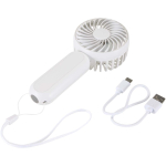 Tragbarer, wiederaufladbarer Ventilator mit 3 Geschwindigkeitsstufen und USB-C farbe weiß zweite Ansicht