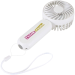 Tragbarer, wiederaufladbarer Ventilator mit 3 Geschwindigkeitsstufen und USB-C farbe weiß Ansicht mit Tampondruck