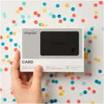Wiederaufladbare Tracker-Karte für Apple und Android Chipolo farbe graphit zweite Ansicht mit Box