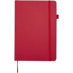 A5-Notizbuch aus Kunstleder mit festem Einband und linierten Seiten JournalBooks farbe rot zweite Vorderansicht