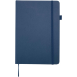 A5-Notizbuch aus Kunstleder mit festem Einband und linierten Seiten JournalBooks farbe marineblau zweite Vorderansicht