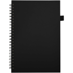 A5-Notizbuch aus Kunstleder mit festem Einband, Spiralbindung und linierten Seiten JournalBooks farbe schwarz zweite Vorderansicht