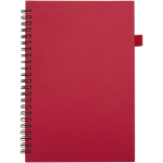 A5-Notizbuch aus Kunstleder mit festem Einband, Spiralbindung und linierten Seiten JournalBooks farbe rot zweite Vorderansicht