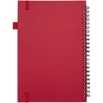 A5-Notizbuch aus Kunstleder mit festem Einband, Spiralbindung und linierten Seiten JournalBooks farbe rot zweite Rückansicht