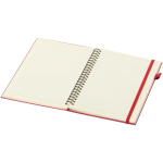 A5-Notizbuch aus Kunstleder mit festem Einband, Spiralbindung und linierten Seiten JournalBooks farbe rot zweite Ansicht