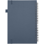 A5-Notizbuch aus Kunstleder mit festem Einband, Spiralbindung und linierten Seiten JournalBooks farbe marineblau zweite Rückansicht