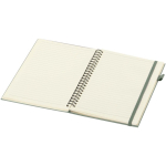 A5-Notizbuch aus Kunstleder mit festem Einband, Spiralbindung und linierten Seiten JournalBooks farbe grün mamoriert zweite Ansicht