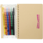 B6-Notizbuch-Set mit Aquarellstiften und transparenter Tasche farbe natürliche farbe Ansicht mit Tampondruck