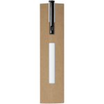 Drehkugelschreiber aus recyceltem Aluminium mit blauer Tinte farbe weiß zweite Ansicht mit Box