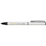Drehkugelschreiber aus recyceltem Aluminium mit blauer Tinte farbe silber Ansicht mit Tampondruck