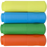Set mit 4 Mini-Textmarkern in Kraftpapierbox farbe mehrfarbig zweite Vorderansicht