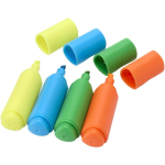 Set mit 4 Mini-Textmarkern in Kraftpapierbox farbe mehrfarbig