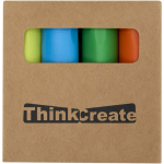 Set mit 4 Mini-Textmarkern in Kraftpapierbox farbe mehrfarbig Ansicht mit Siebdruck