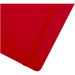 A4-Notizbuch aus Kunstleder mit festem Einband, Gummibandverschluss und linierten Seiten farbe rot Detailansicht 1