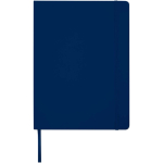 A4-Notizbuch aus Kunstleder mit festem Einband, Gummibandverschluss und linierten Seiten farbe marineblau zweite Vorderansicht