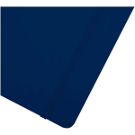 A4-Notizbuch aus Kunstleder mit festem Einband, Gummibandverschluss und linierten Seiten farbe marineblau Detailansicht 1