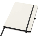A5-Notizbuch mit festem Einband, Gummibandverschluss und Soft-Touch-Oberfläche, liniert farbe schwarz