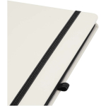 A5-Notizbuch mit festem Einband, Gummibandverschluss und Soft-Touch-Oberfläche, liniert farbe schwarz Detailansicht 1