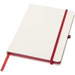 A5-Notizbuch mit festem Einband, Gummibandverschluss und Soft-Touch-Oberfläche, liniert farbe rot
