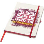 A5-Notizbuch mit festem Einband, Gummibandverschluss und Soft-Touch-Oberfläche, liniert farbe rot