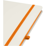 A5-Notizbuch mit festem Einband, Gummibandverschluss und Soft-Touch-Oberfläche, liniert farbe orange Detailansicht 1