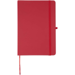 Set aus A5-Notizbuch mit festem Einband und Kugelschreiber mit blauer Tinte farbe rot zweite Vorderansicht