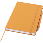 Set aus A5-Notizbuch mit festem Einband und Kugelschreiber mit blauer Tinte farbe orange