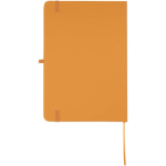 Set aus A5-Notizbuch mit festem Einband und Kugelschreiber mit blauer Tinte farbe orange zweite Rückansicht