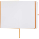 Set aus A5-Notizbuch mit festem Einband und Kugelschreiber mit blauer Tinte farbe orange dritte Vorderansicht