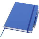 Set aus A5-Notizbuch mit festem Einband und Kugelschreiber mit blauer Tinte farbe köngisblau