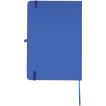 Set aus A5-Notizbuch mit festem Einband und Kugelschreiber mit blauer Tinte farbe köngisblau zweite Rückansicht