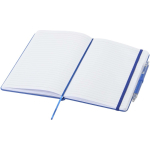 Set aus A5-Notizbuch mit festem Einband und Kugelschreiber mit blauer Tinte farbe köngisblau zweite Ansicht