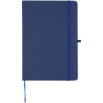 Set aus A5-Notizbuch mit festem Einband und Kugelschreiber mit blauer Tinte farbe marineblau zweite Vorderansicht