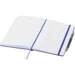 Set aus A5-Notizbuch mit festem Einband und Kugelschreiber mit blauer Tinte farbe marineblau zweite Ansicht