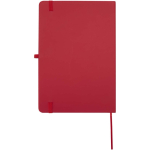 A5-Notizbuch aus Kunstleder mit festem Einband und linierten Seiten farbe rot zweite Rückansicht