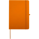 A5-Notizbuch aus Kunstleder mit festem Einband und linierten Seiten farbe orange zweite Vorderansicht