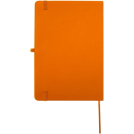 A5-Notizbuch aus Kunstleder mit festem Einband und linierten Seiten farbe orange zweite Rückansicht
