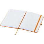 A5-Notizbuch aus Kunstleder mit festem Einband und linierten Seiten farbe orange zweite Ansicht