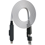 Magnetisches Ladekabel mit Aufrollfunktion und zwei Eingängen 60 W farbe grau zweite Vorderansicht