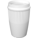 Wiederverwendbarer Becher mit 360°-Deckel und Isolierrand 350 ml farbe weiß