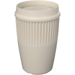 Wiederverwendbarer Becher mit 360°-Deckel und Isolierrand 350 ml farbe sandbraun