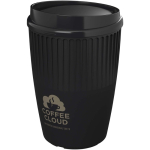 Einwandiger Mehrwegbecher aus recyceltem Kunststoff 350 ml farbe schwarz Druckansicht des Logos 2
