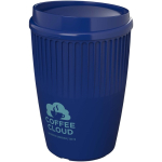 Einwandiger Mehrwegbecher aus recyceltem Kunststoff 350 ml farbe blau Druckansicht des Logos 2