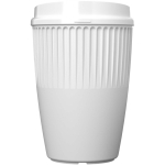 Einwandiger Mehrwegbecher aus recyceltem Kunststoff 350 ml farbe weiß zweite Vorderansicht