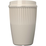 Einwandiger Mehrwegbecher aus recyceltem Kunststoff 350 ml farbe sandbraun zweite Vorderansicht