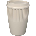 Einwandiger Mehrwegbecher aus recyceltem Kunststoff 350 ml farbe sandbraun